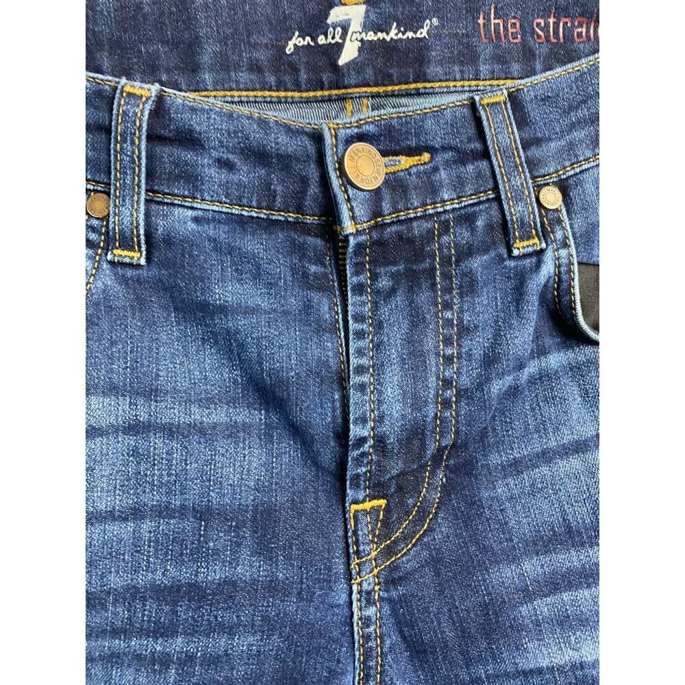 7 For All Mankind The Straight Leg Jeans Men Size 31 Medium Wash Denim Classic‎